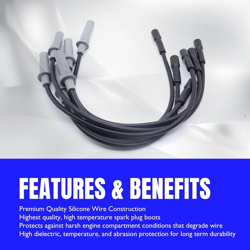 OXCANO 27703 Ignition Spark Plug Wires Set Compatible with Chrysler Grand Voyager, Pacifica, Town & Country, Dodge Caravan, Grand Caravan, Volkswagen 2009-2010 Routan V6 3.8L Replace 26054118 26054173 - Image 2